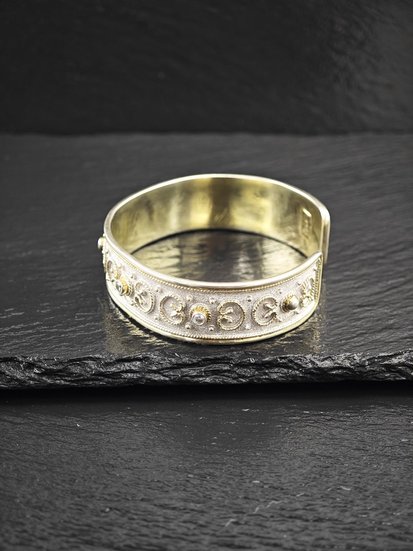 Greece Gkikas Gold Tone, Gilded Cuff Bracelet Sterling Silver