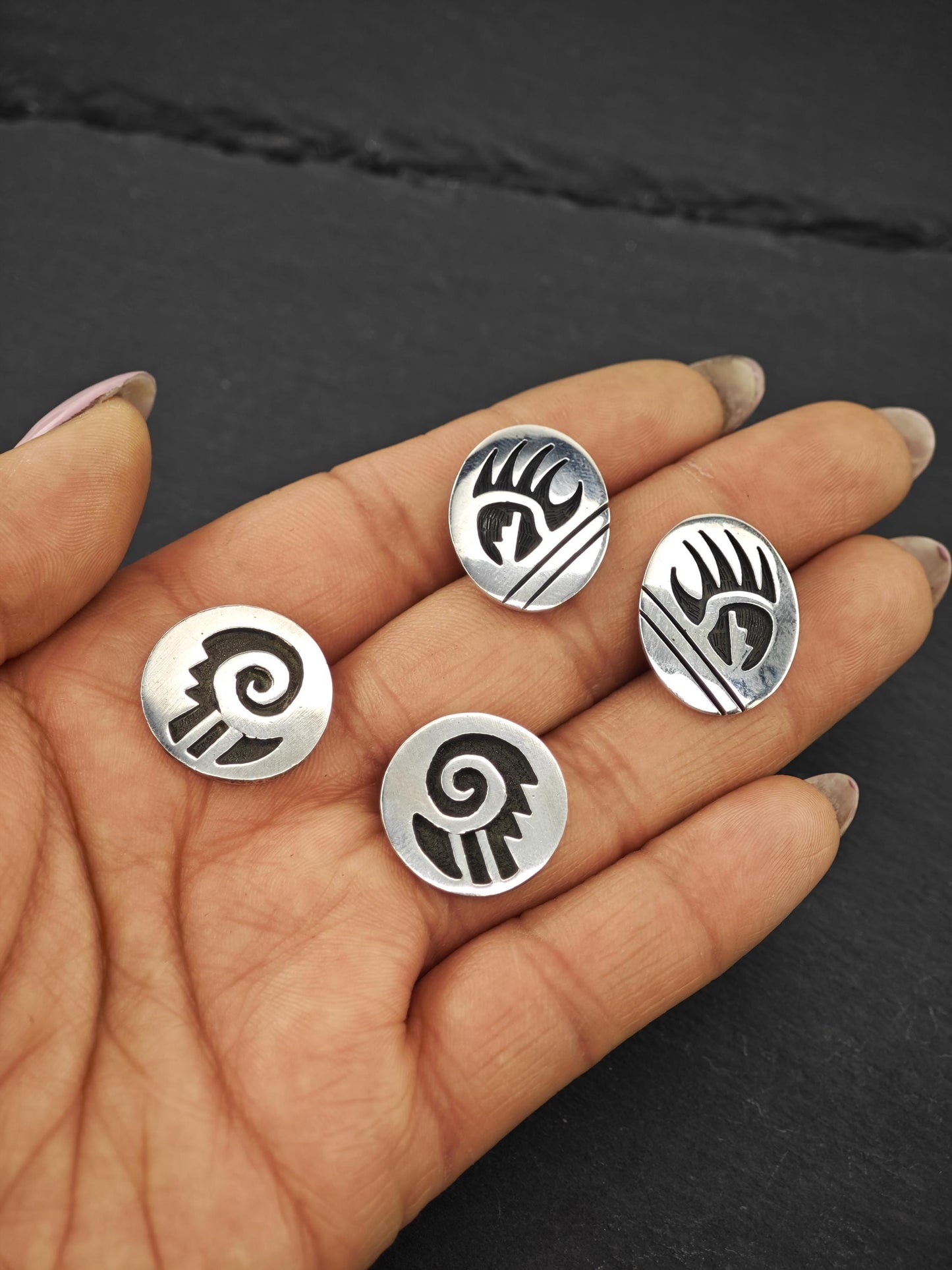 Choice of Native American, Overlay Stud Earrings Sterling Silver