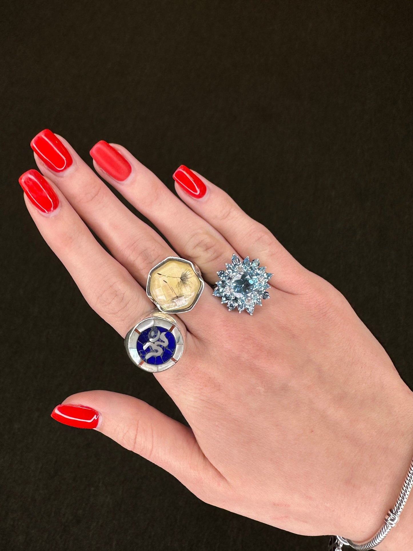 Vintage Sterling Silver Ring Topaz Flower Size 6