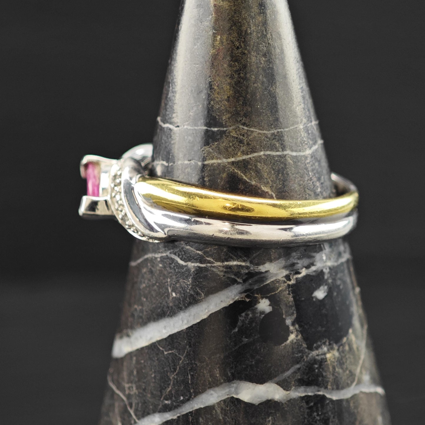 Glass Filled Ruby Gold Plated Accent Ring Sterling Silver Sz 7 3/4 R6231