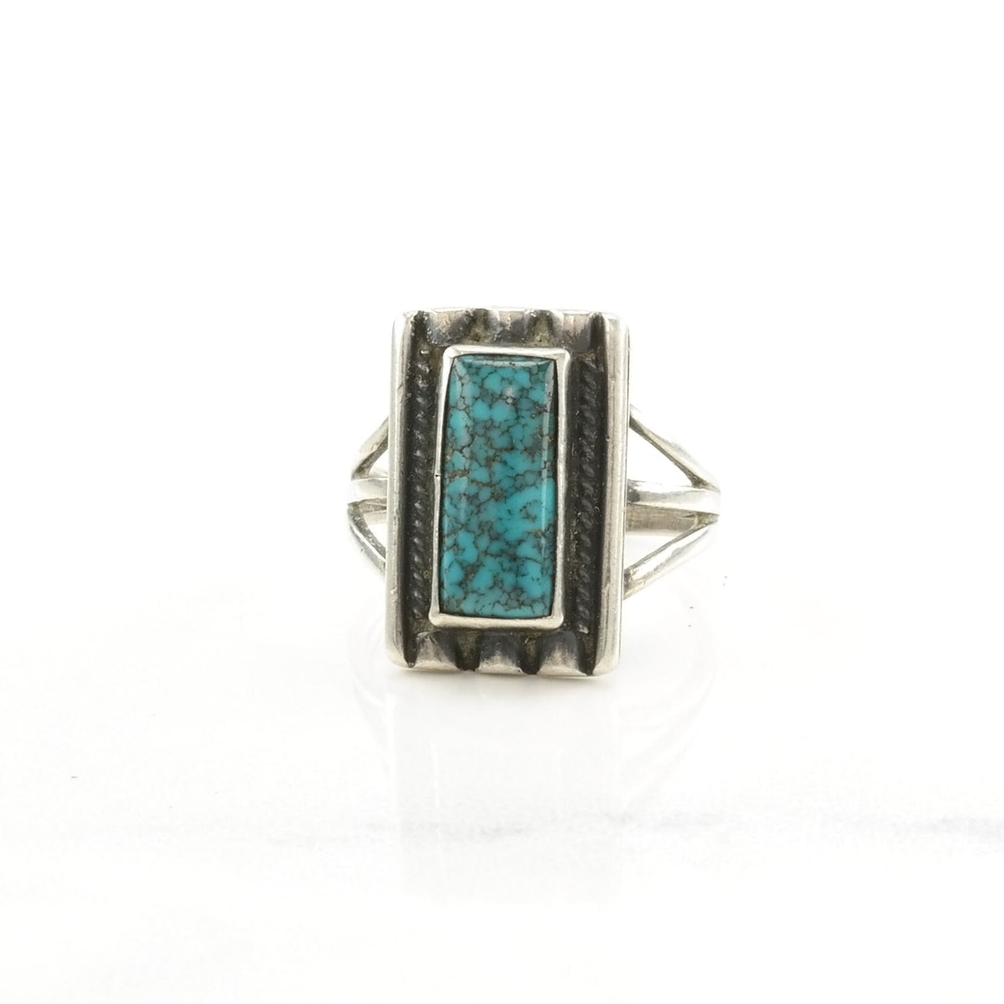 Vintage Sterling Silver Ring Turquoise Lone Mountain Blue Size 6 3/4