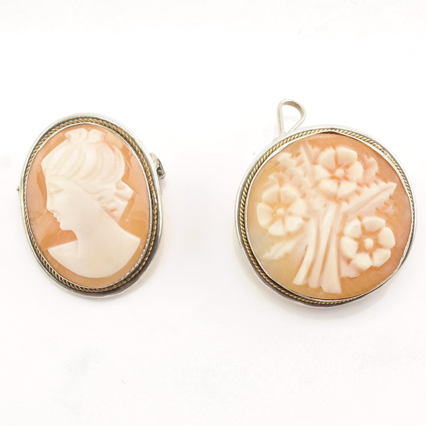 Sterling Silver Brooch Carved Cameo