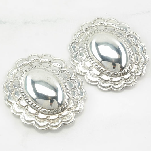 Sterling Silver Scallop Stamped Earrings Clip on