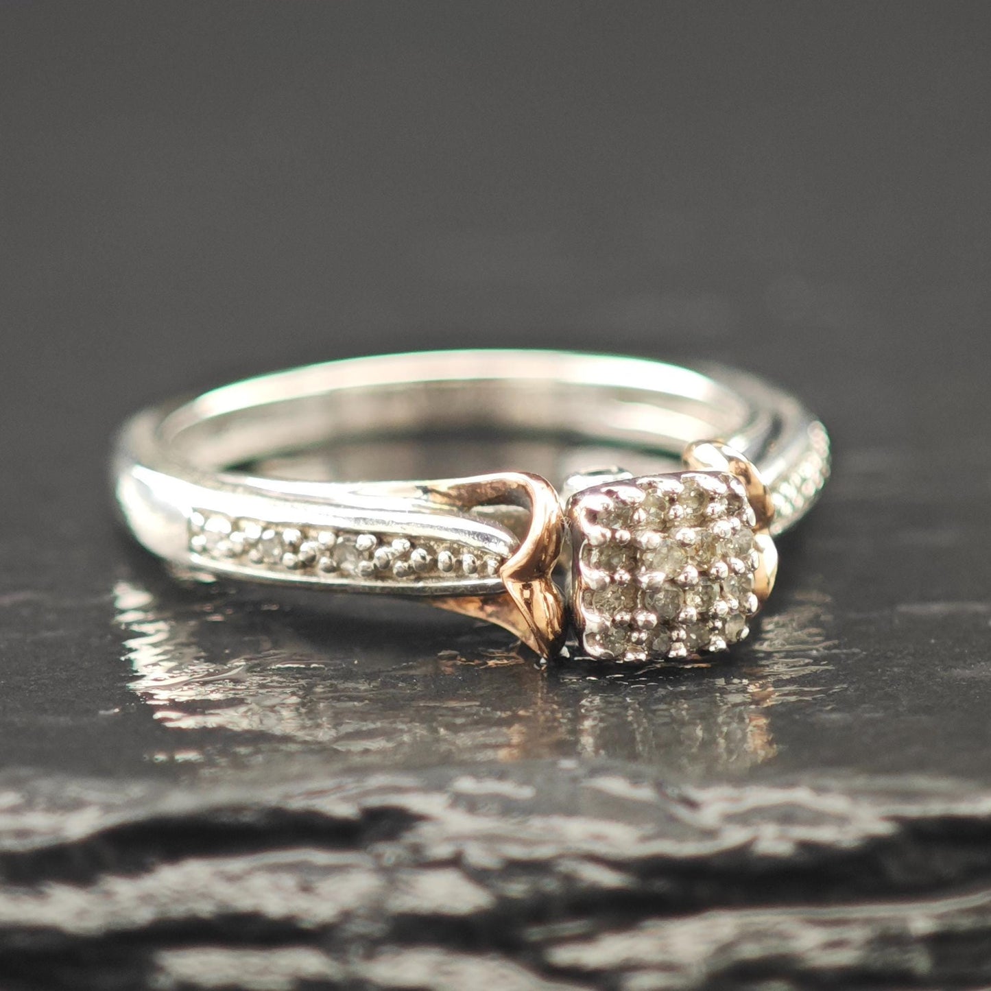 Diamond 10K Gold Accent Ring Sterling Silver