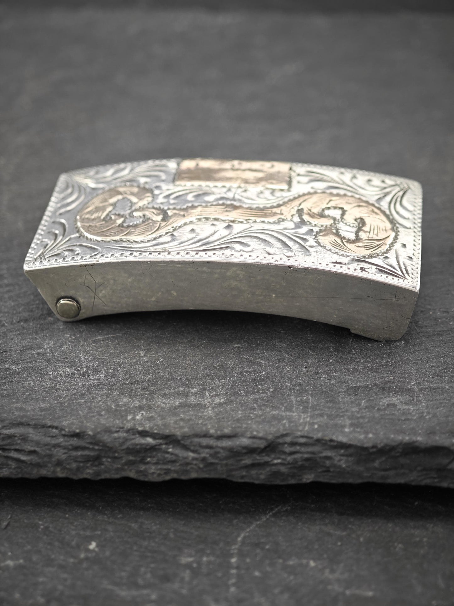 Vintage Mexico Western Sterling Silver Belt Buckle