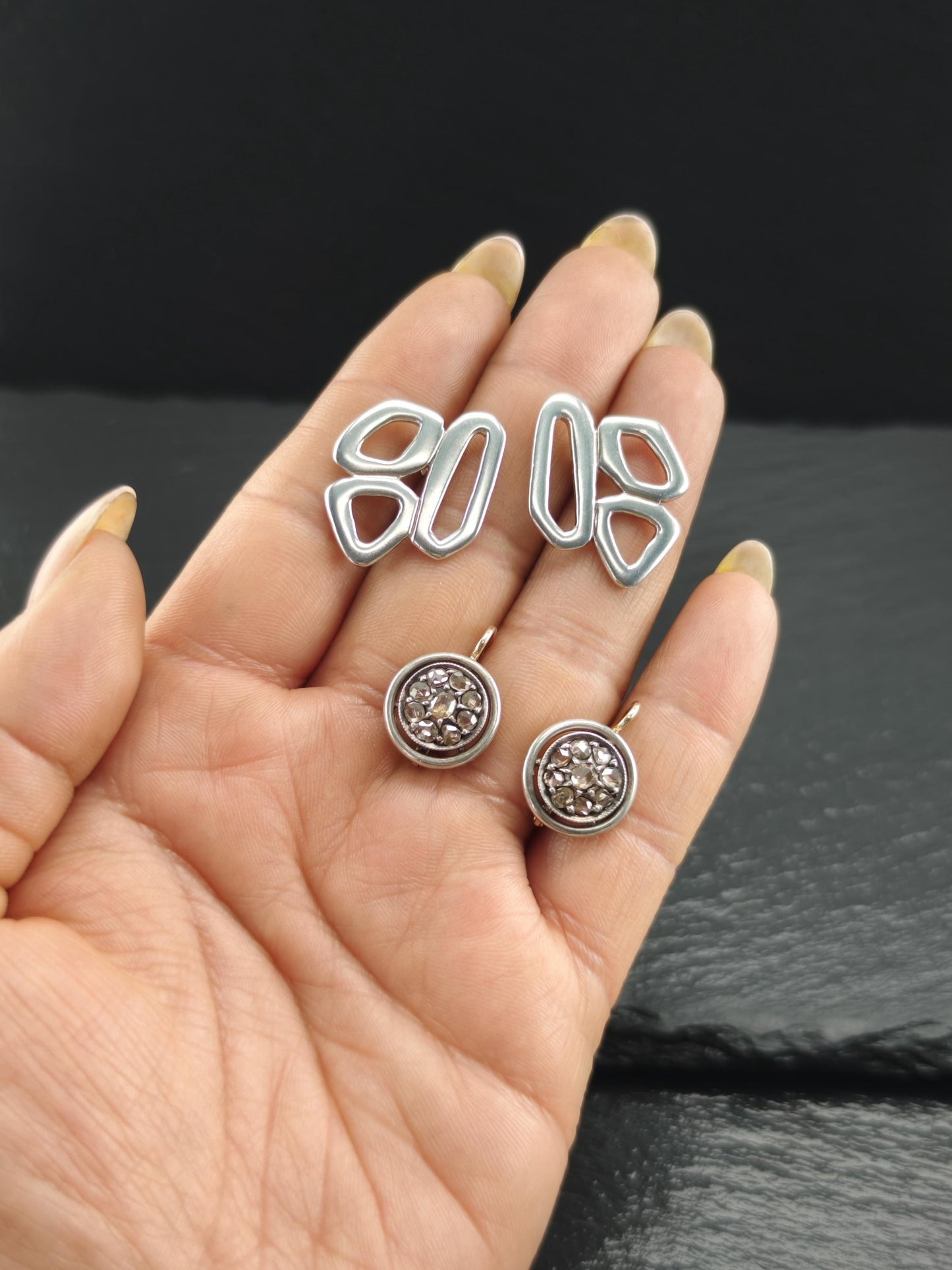 Vintage Zina Modernist, Abstract Stud Earrings Sterling Silver