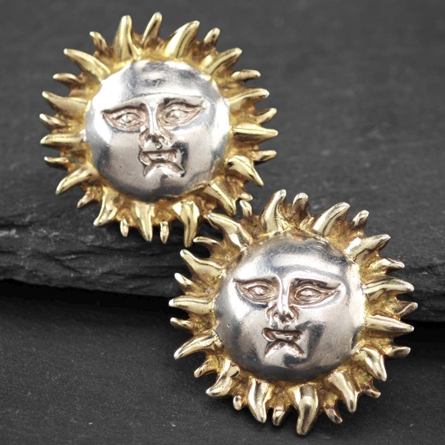 Sergio Bustamante Gold, Sun Face Stud Earrings Sterling Silver