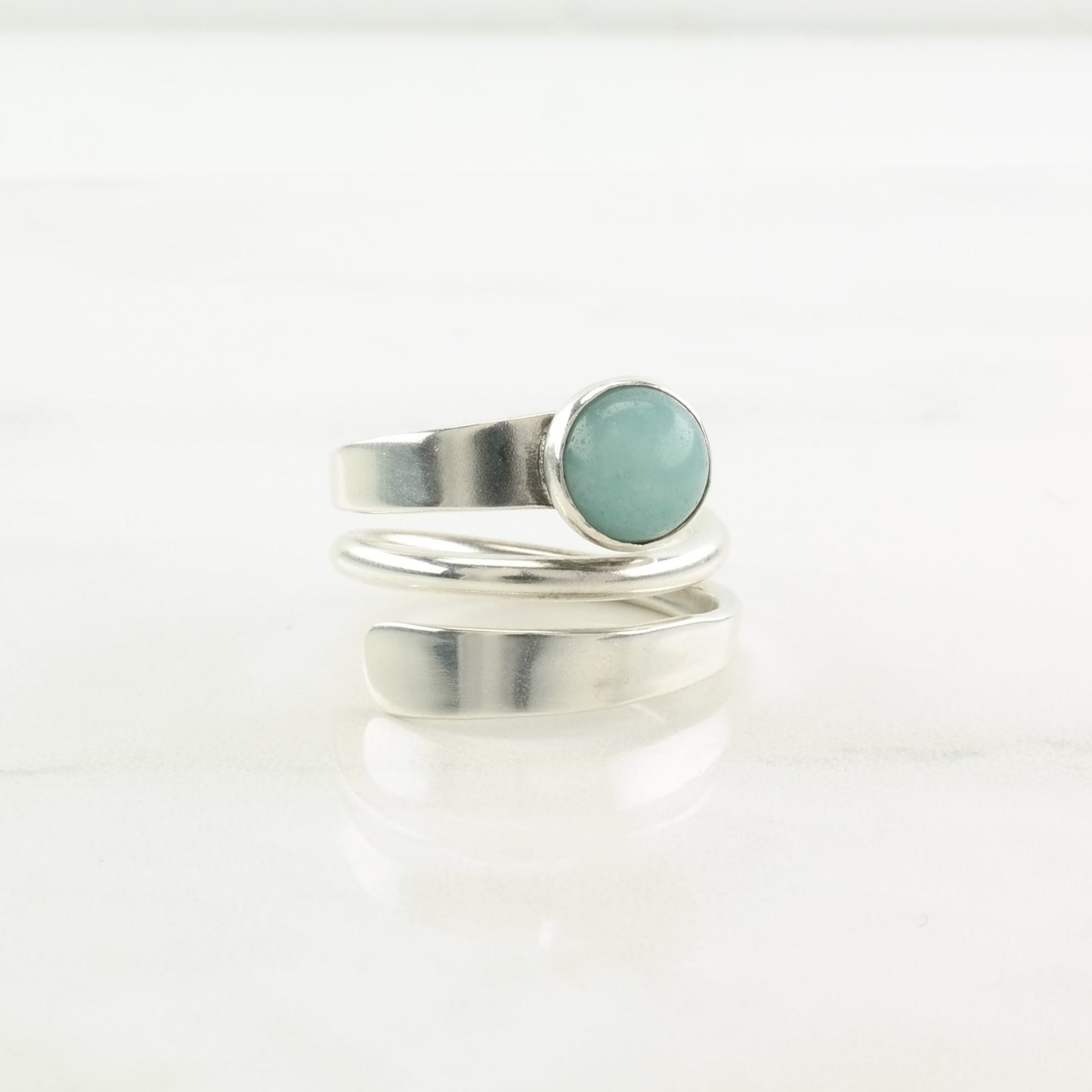 Vintage DDD Sterling Silver Ring Larimar, Modernist Blue Size 6 1/2