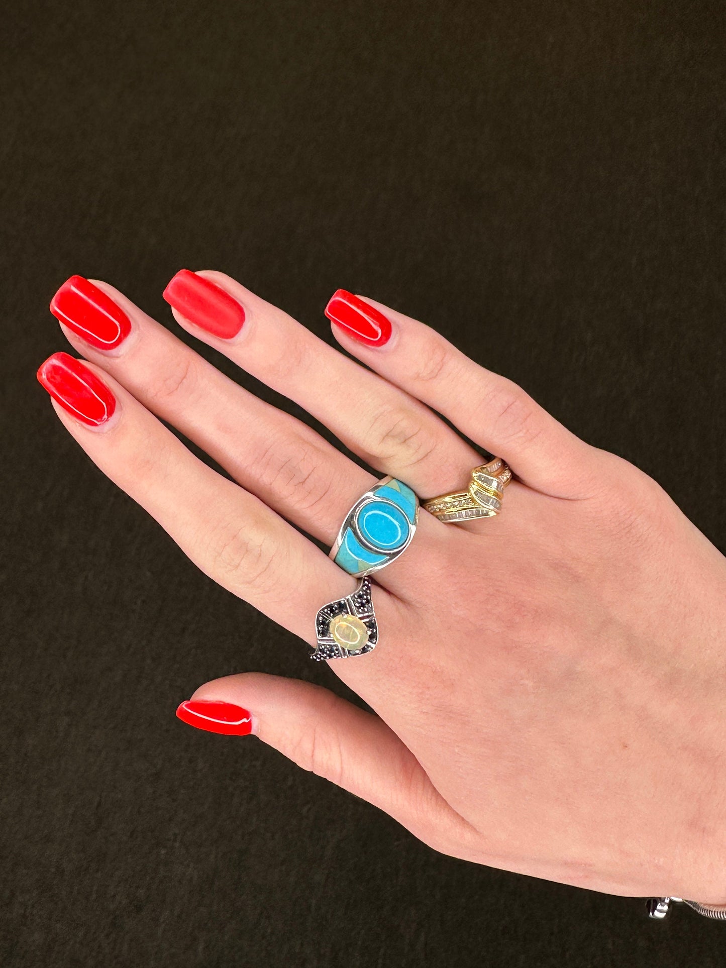 Vintage Sterling Silver Ring Diamond Gold Plated Size 5 3/4