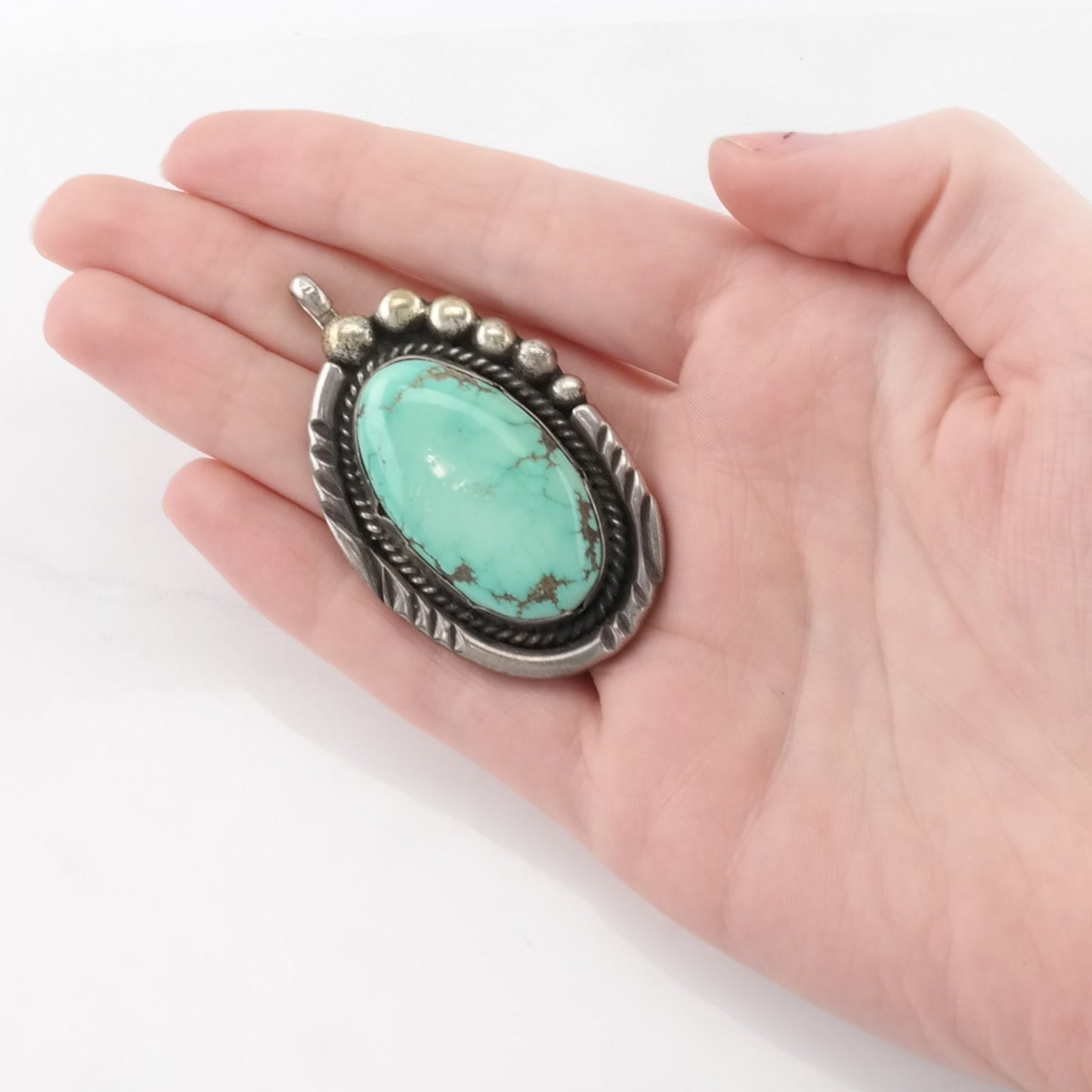 Vintage Native American Turquoise Sterling Silver Pendant