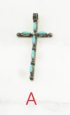 Vintage Pendant Choice Turquoise, Cross, Bell, Floral, Shadowbox, Dreamcatcher Sterling Silver