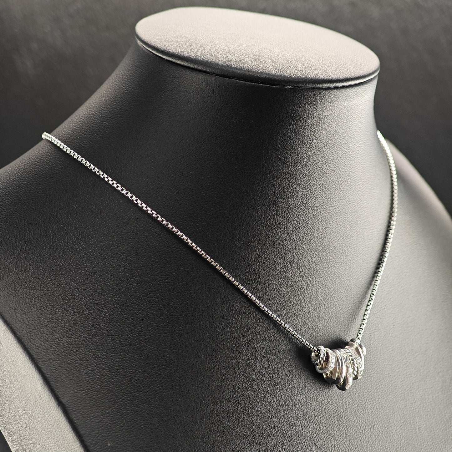David Yurman Sterling Silver Diamond Stax Necklace Small