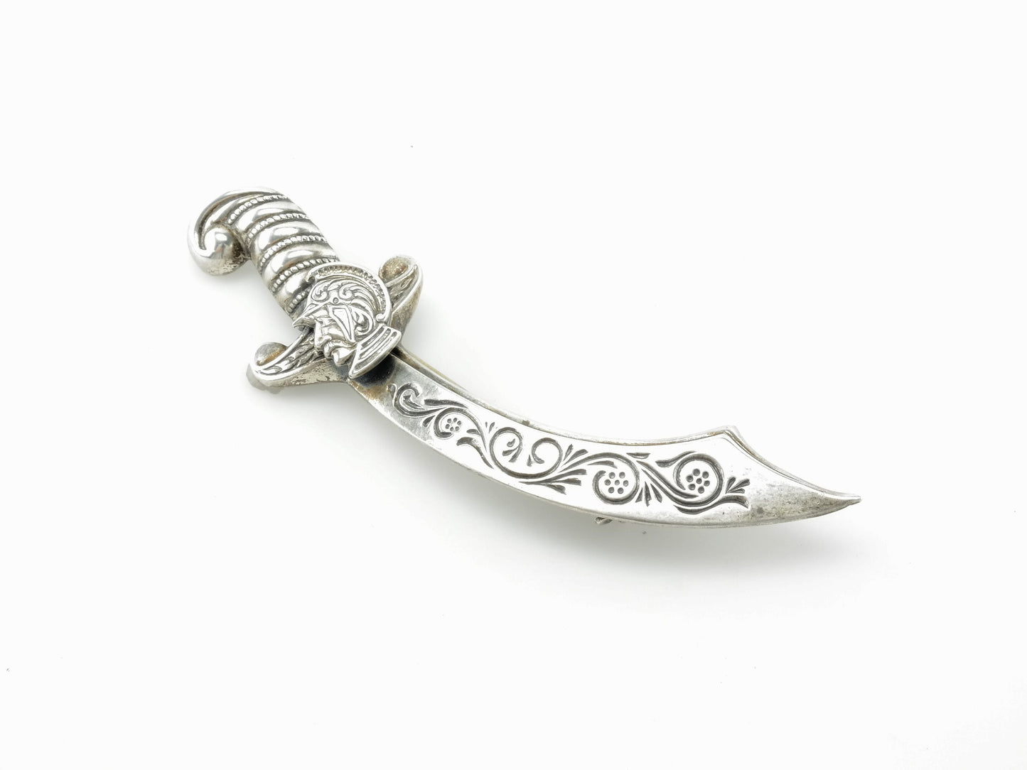 Sterling Silver Sword Scimitar Brooch Pin