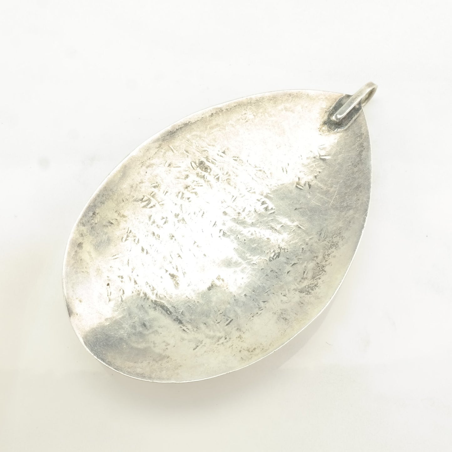 Vintage Native American Turquoise Leaf Sterling Silver Pendant