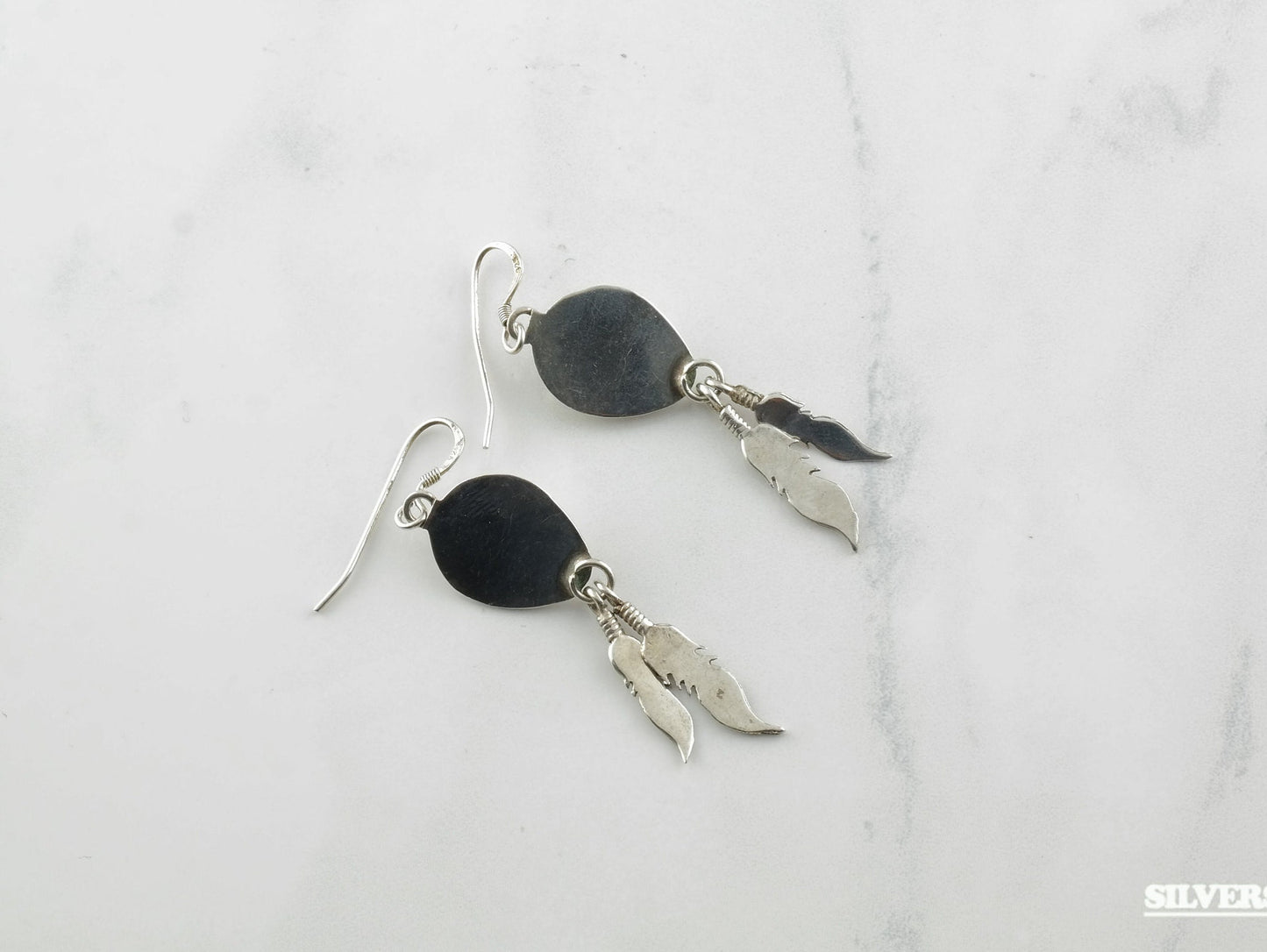 Sterling Silver Blue, Green Turquoise Bear paw Earrings