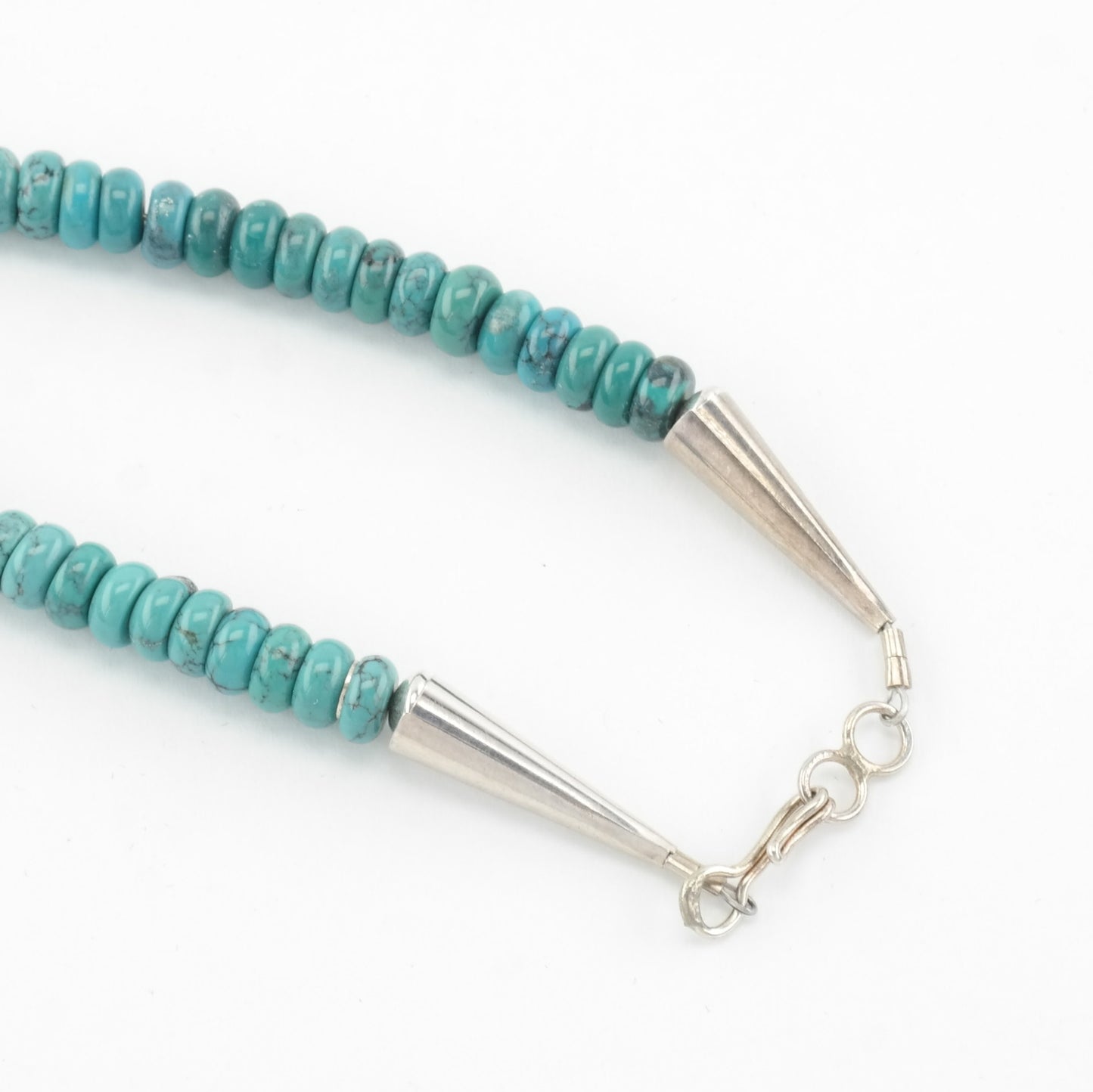 Vintage Running Bear Sterling Silver Blue Turquoise Bead, Overlay Necklace