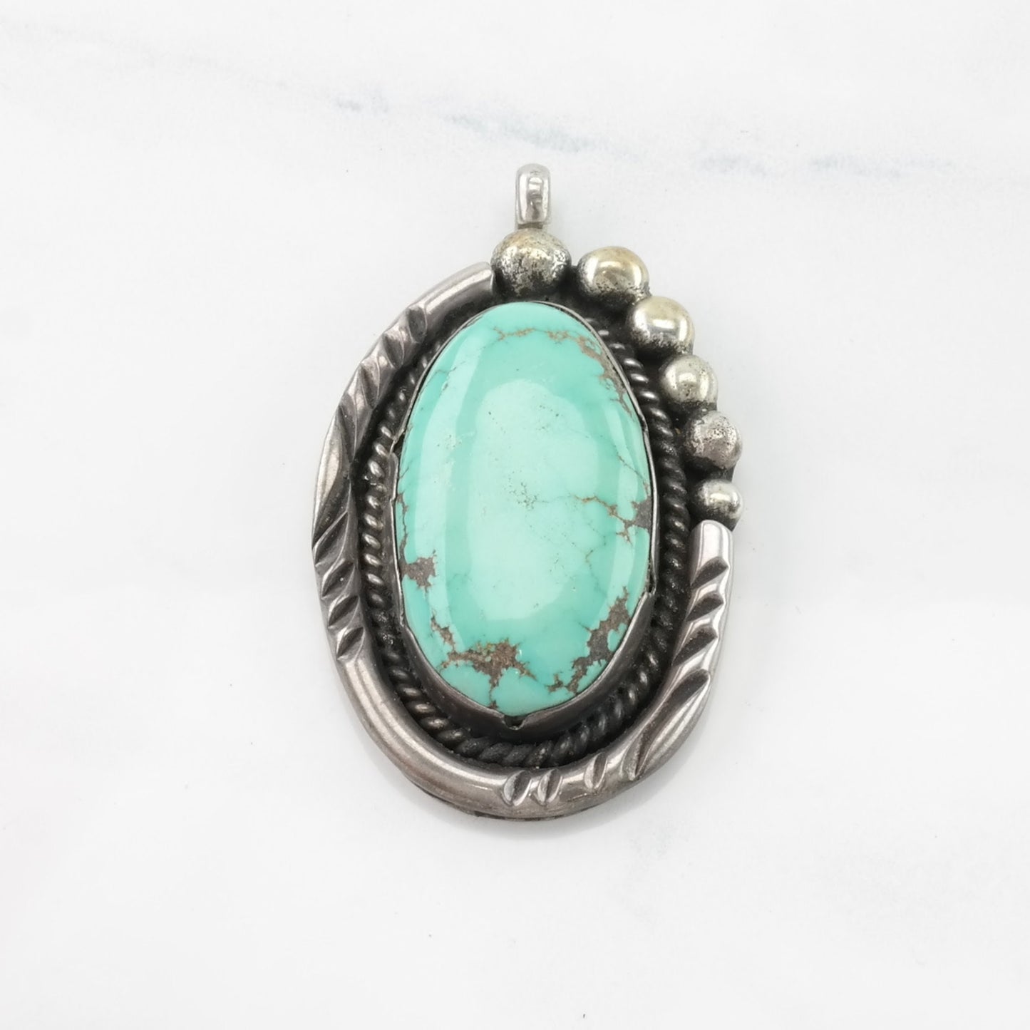 Vintage Native American Turquoise Sterling Silver Pendant