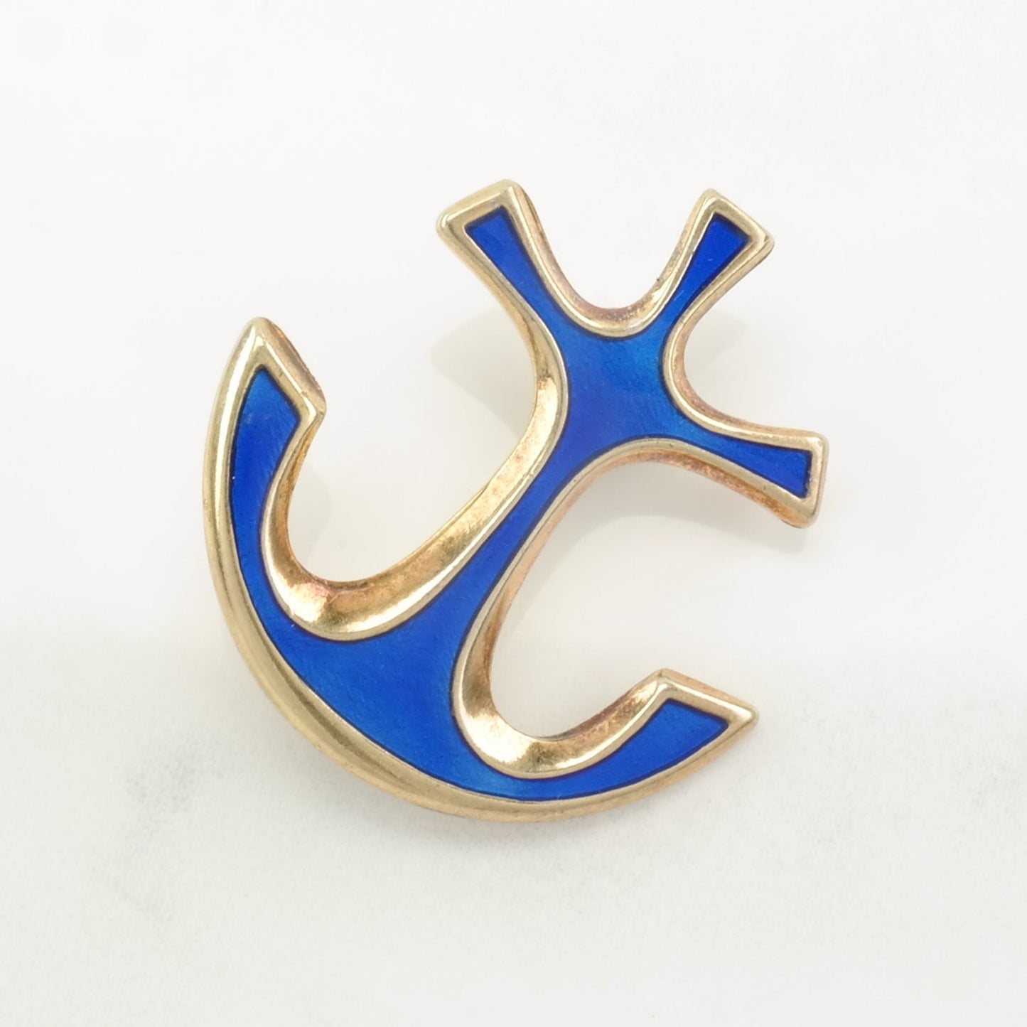 Anchor Brooch Enamel Gold Tone Sterling Silver