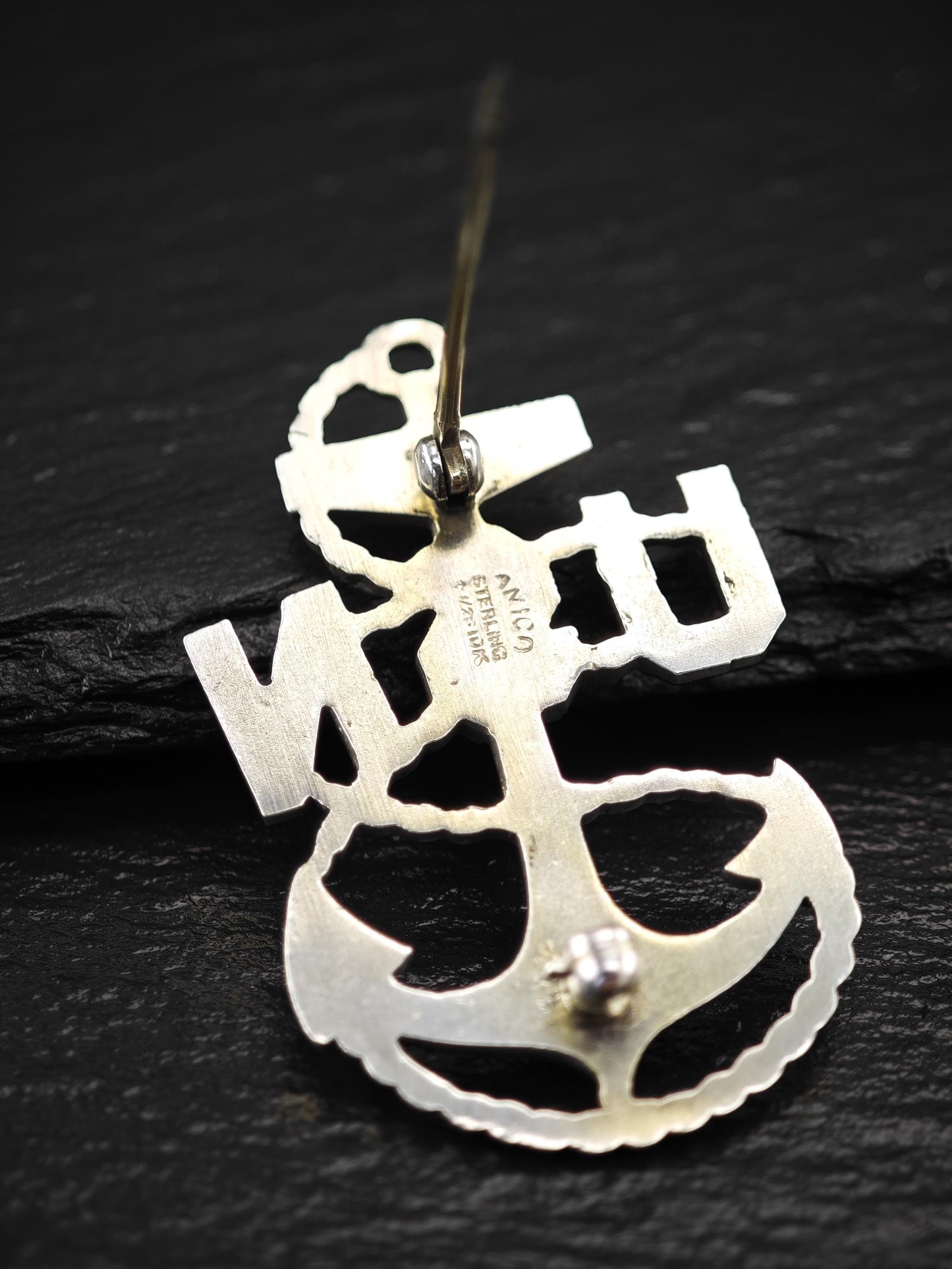 US Navy Gold Anchor Pin Brooch/Pendant Sterling Silver