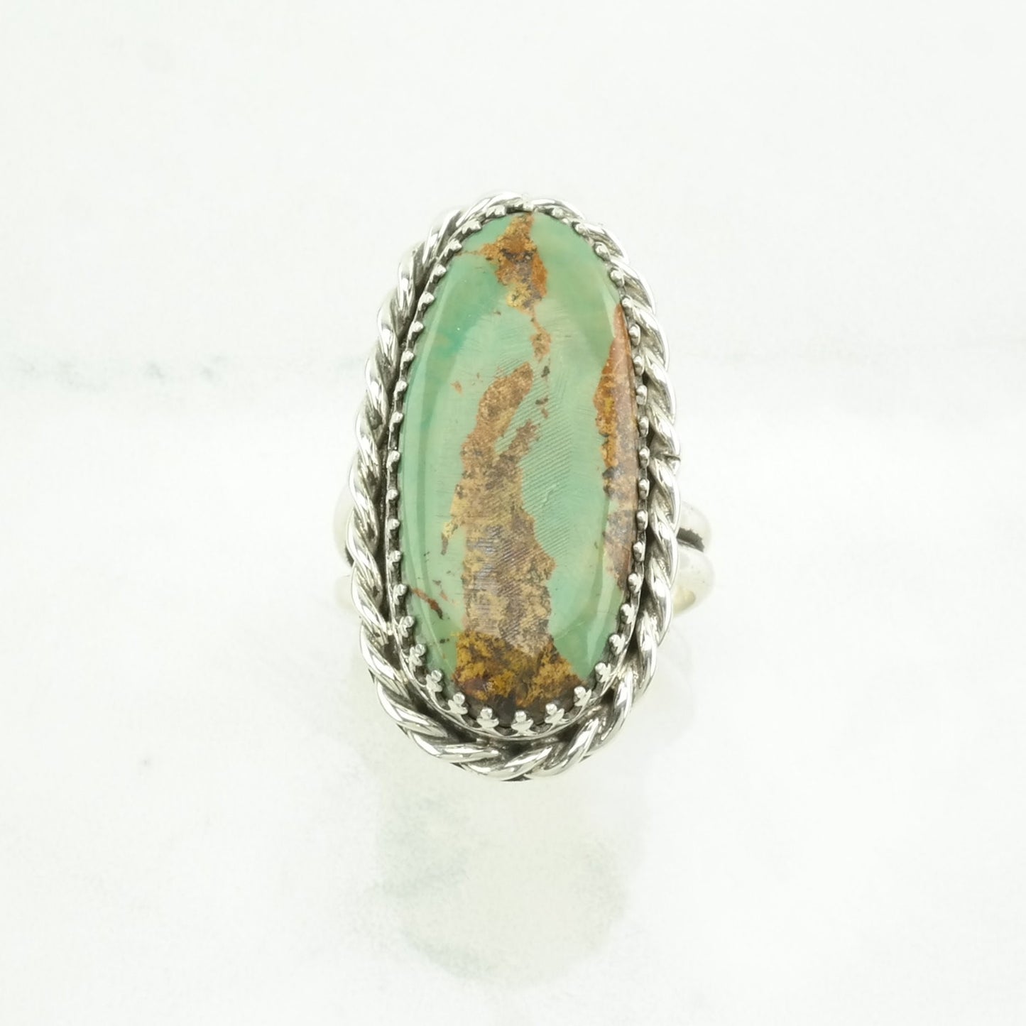 Vintage Southwest Silver Ring Turquoise Large Sterling Green Size 9