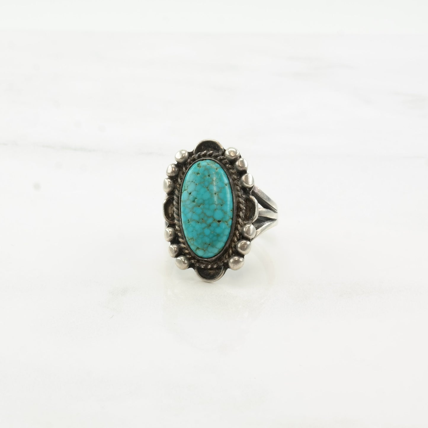 Vintage Fred Harvey Era Silver Ring Turquoise Sterling Size 6
