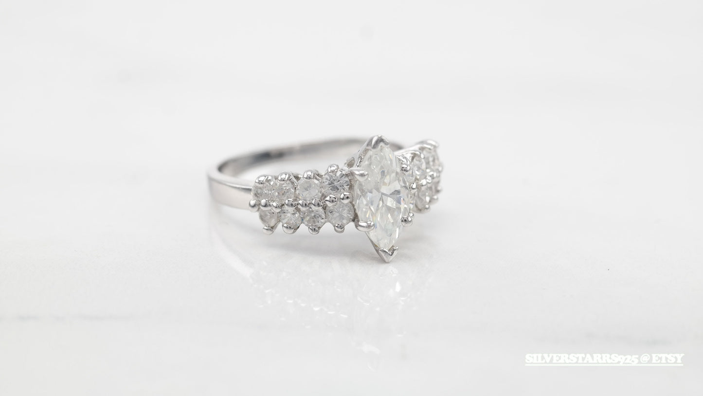 Vintage Sterling Silver Engagement AAA CZ Ring Size 7