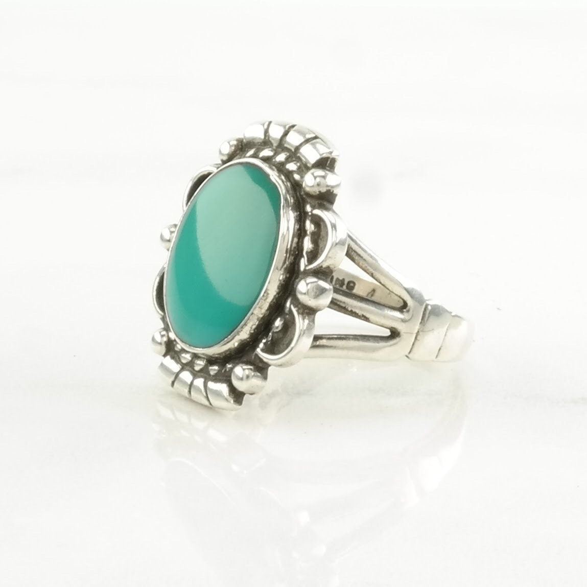 Vintage Southwest Silver Ring Turquoise Sterling Blue Size 6 1/2