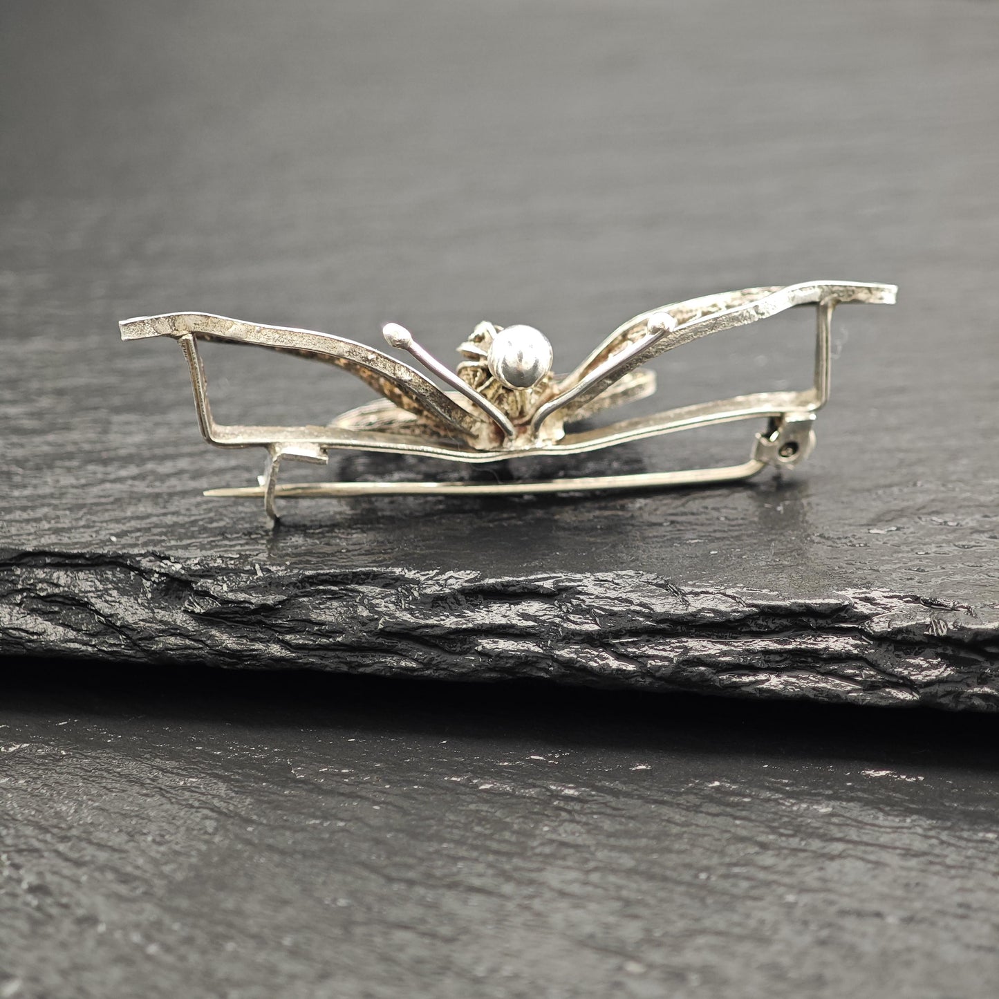 Butterfly, Filigree Art Nouveau Style Sterling Silver Brooch