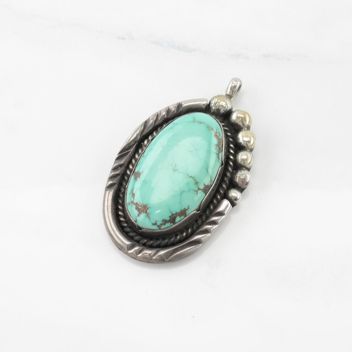 Vintage Native American Turquoise Sterling Silver Pendant