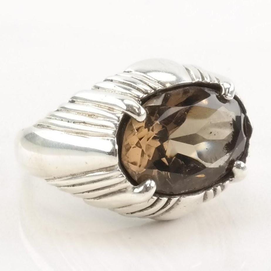 Vintage Kabana Silver Ring Smoky Quartz Sterling Size 5 3/4