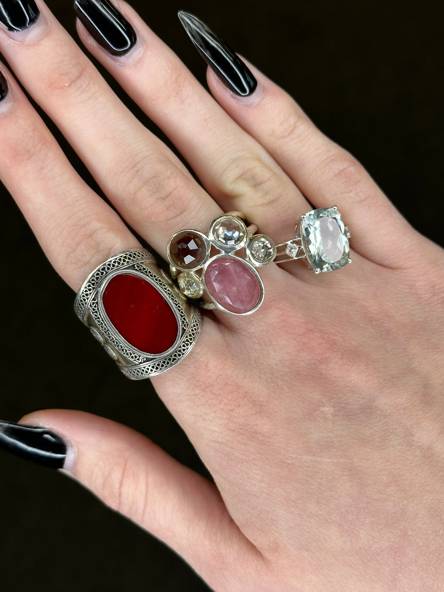 Vintage Sterling Silver Ring Carnelian Size 10 1/2