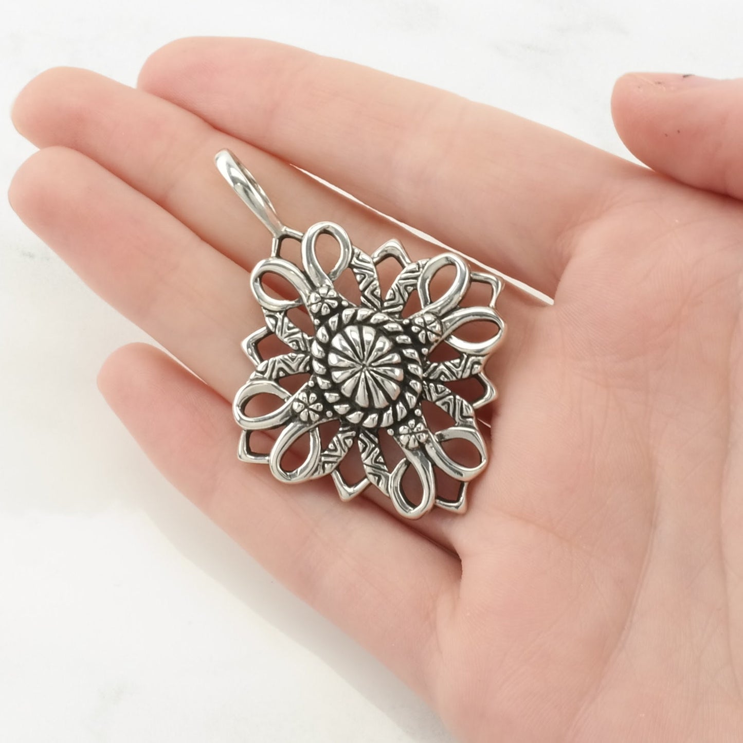 Vintage Carolyn Pollack Flower Sterling Silver Pendant