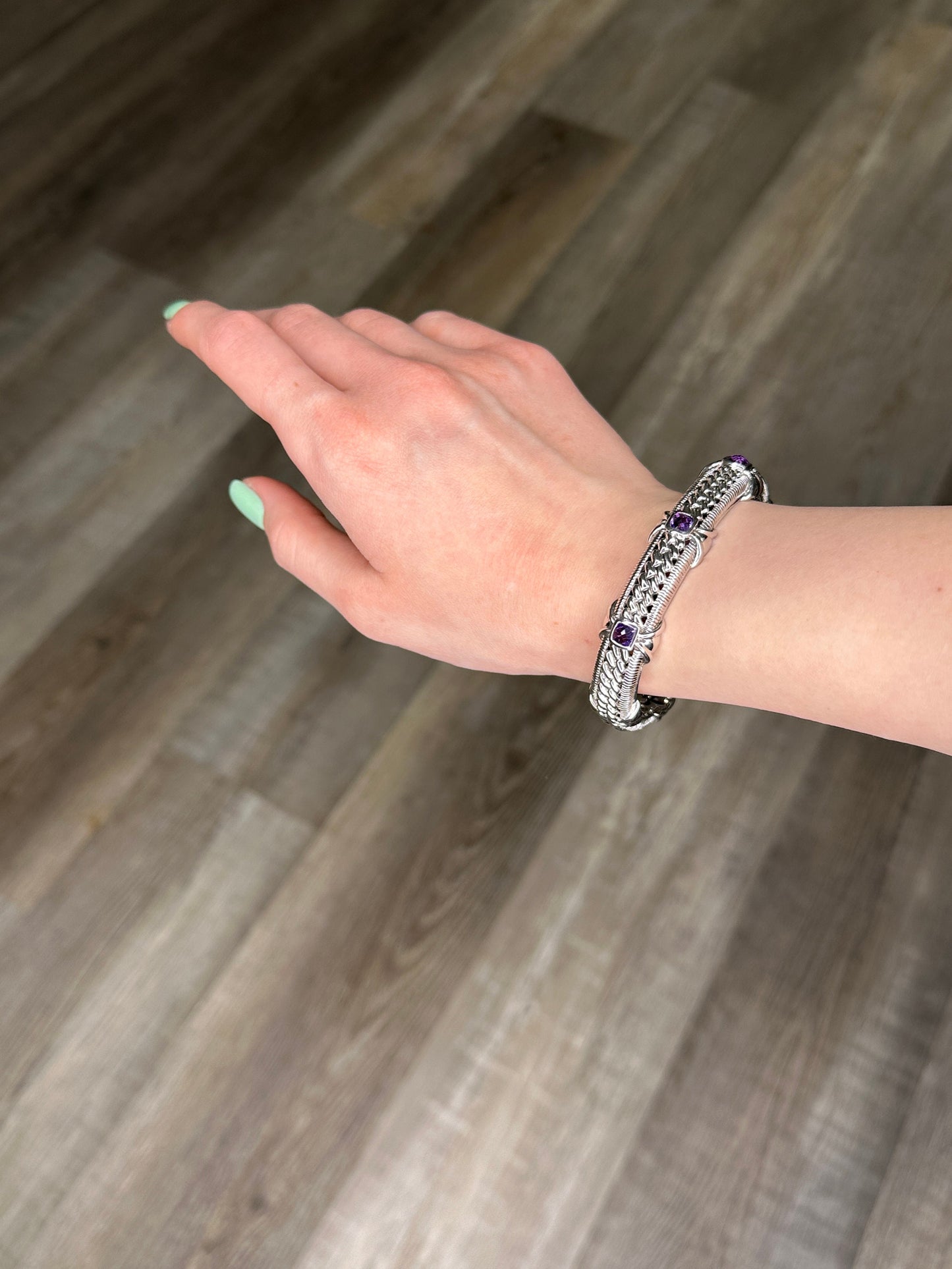 Judith Ripka Sterling Silver Cuff Bracelet Amethyst