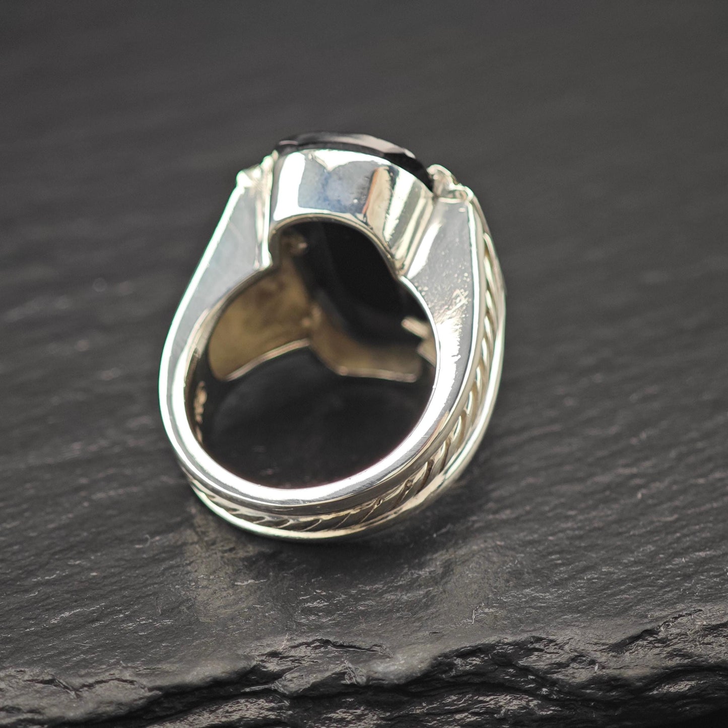 David Yurman Diamond Black Onyx Ring Sterling Silver