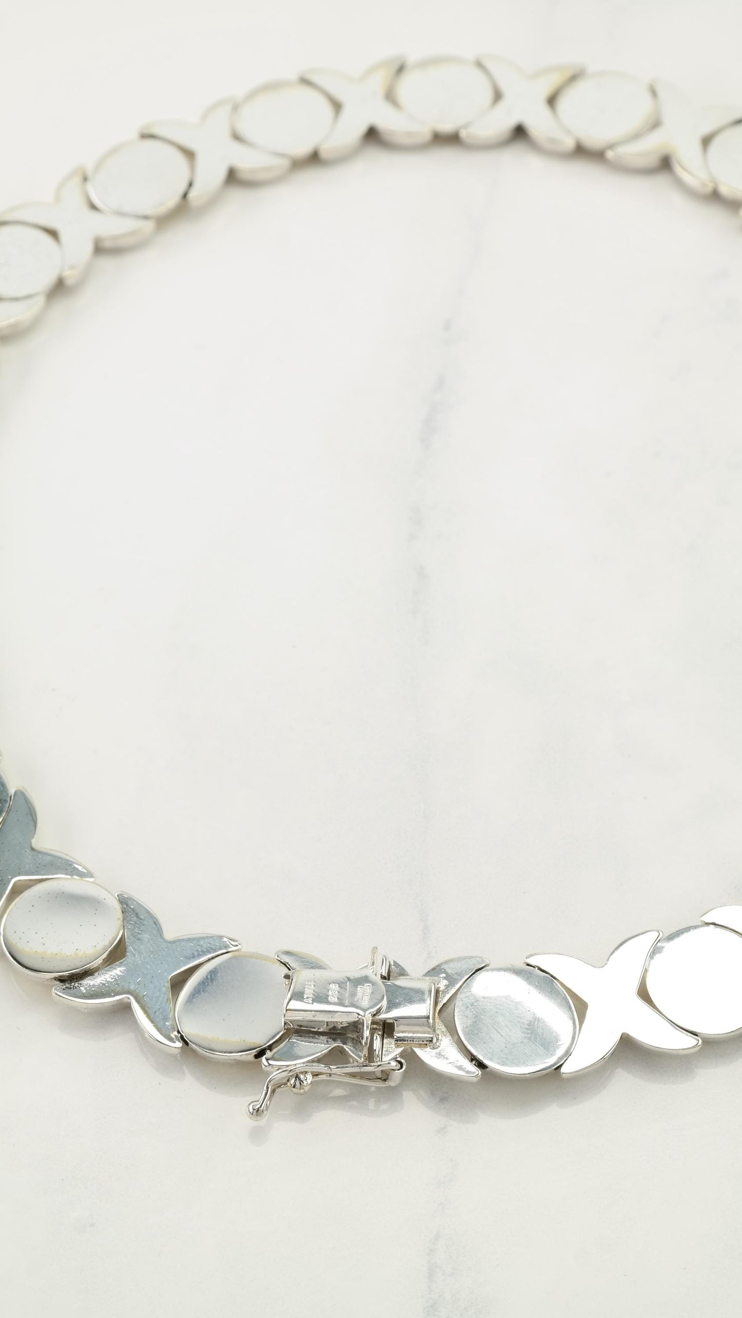 Vintage Italian Sterling Silver & Gold XO Necklace | Choker Necklace