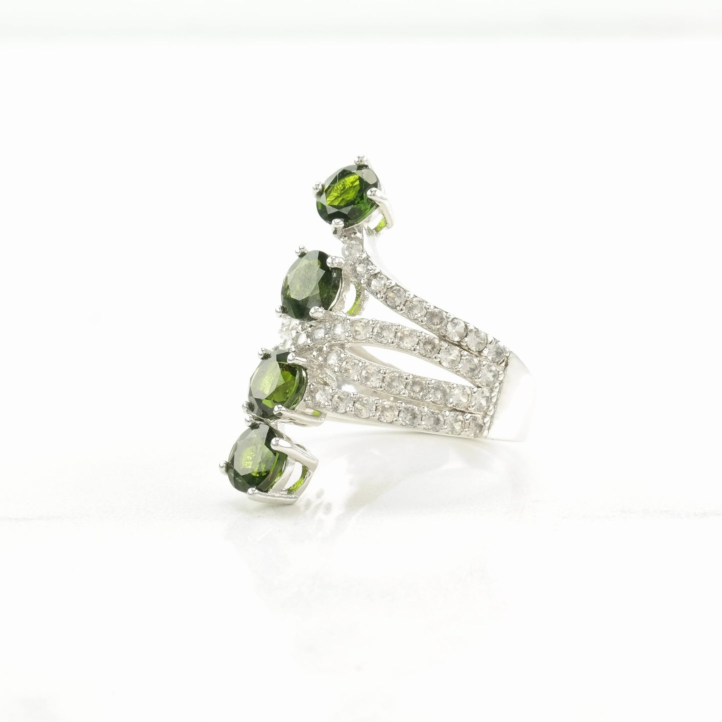 Vintage Sterling Silver Ring Chrome Diopside Spinel Dark Green Size 5