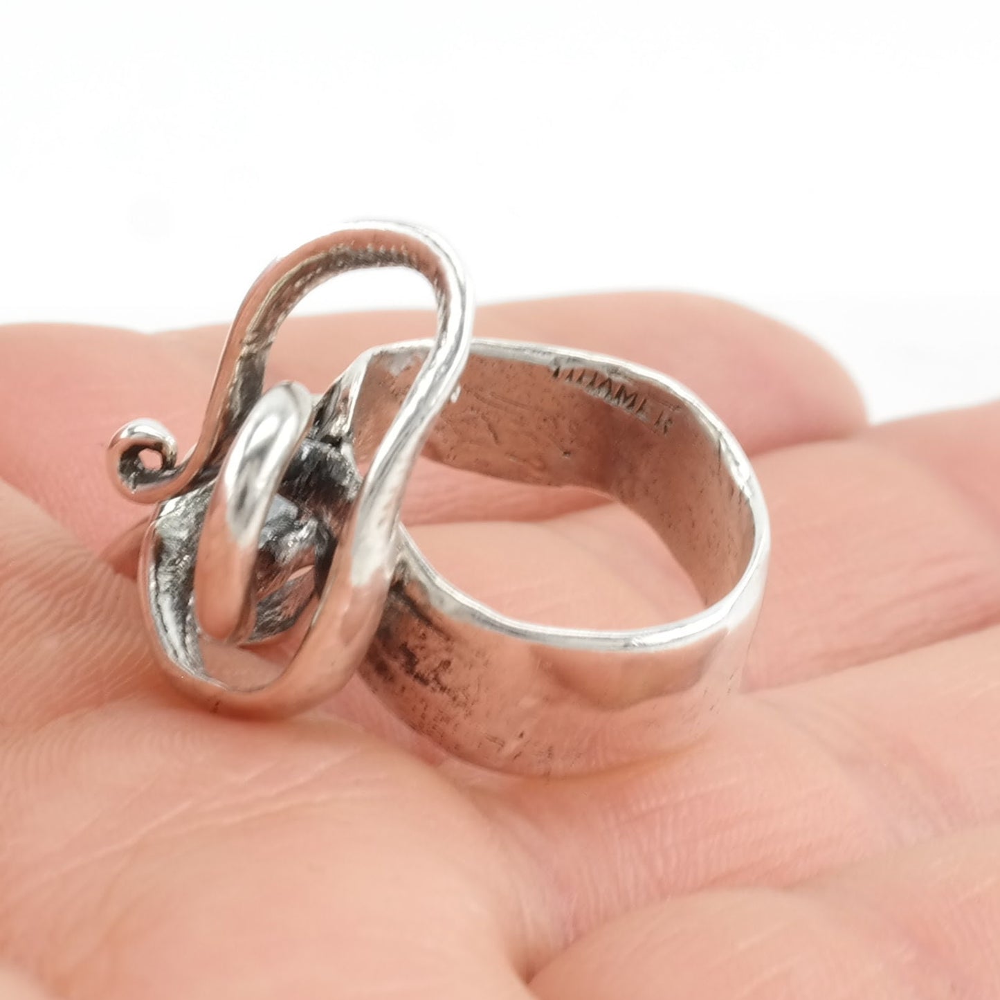 Vintage Modernist Sterling Silver Ring, Abstract Size 4 1/4