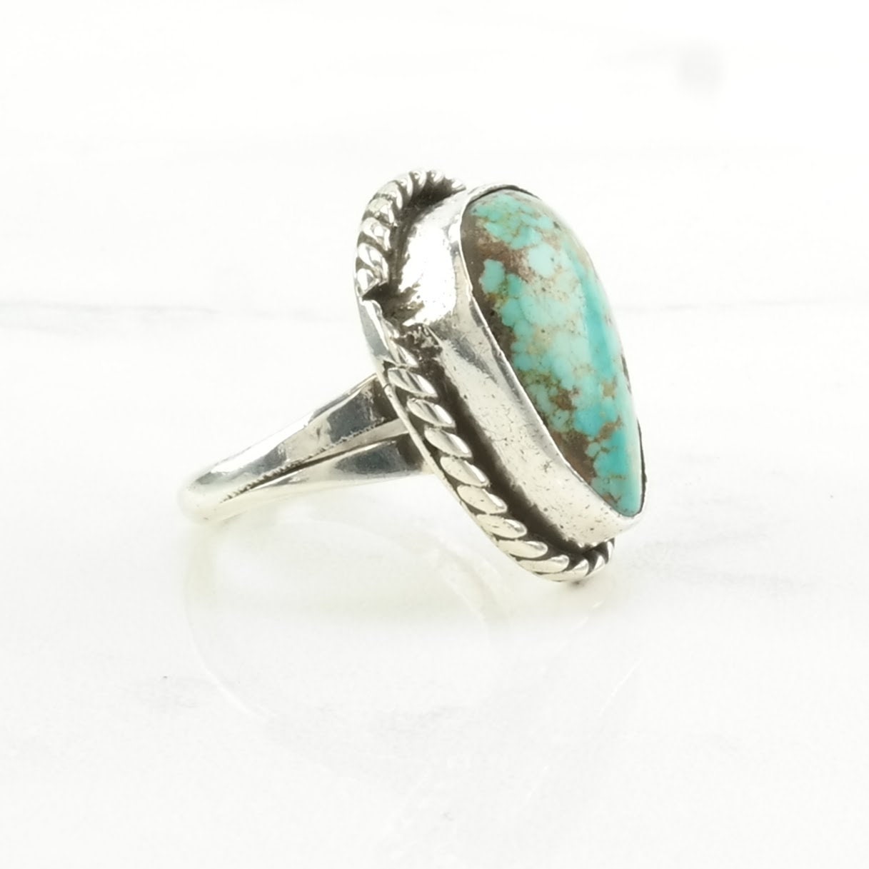 Vintage Sterling Silver Ring Turquoise Blue Size 5 3/4