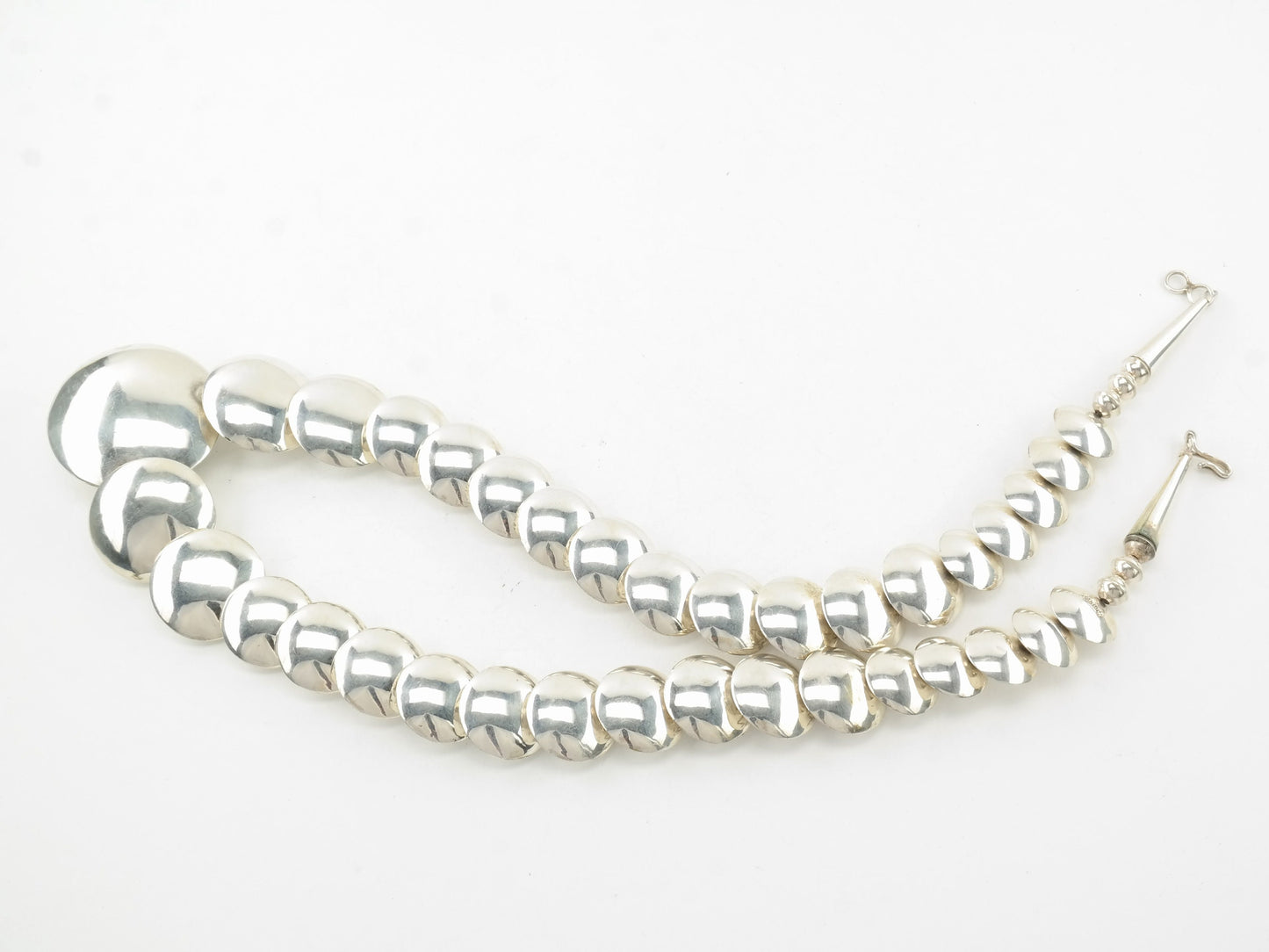 Vintage Sterling Silver Blue Turquoise Disc Reversible Necklace