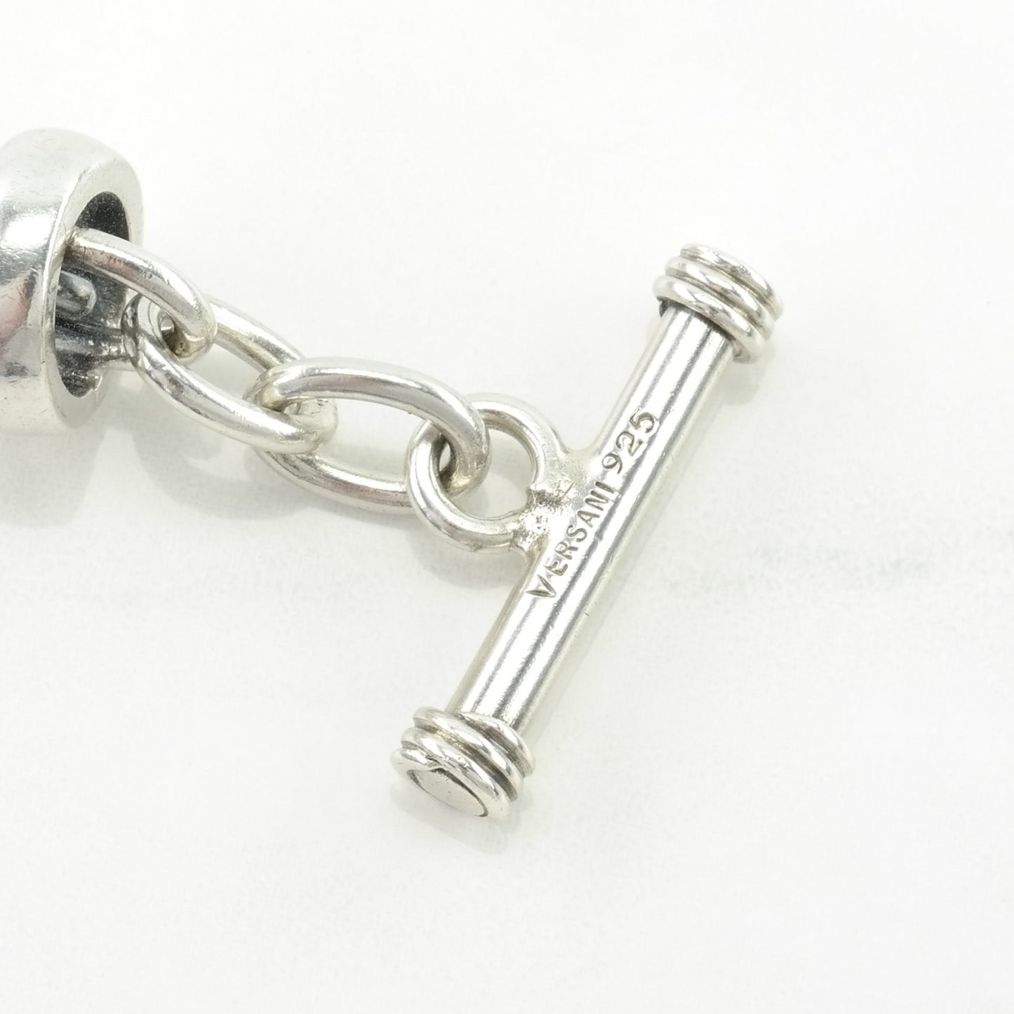 Versani Sterling Silver Link/T-bar Bracelet Thick Chain Toggle Clasp BR2650