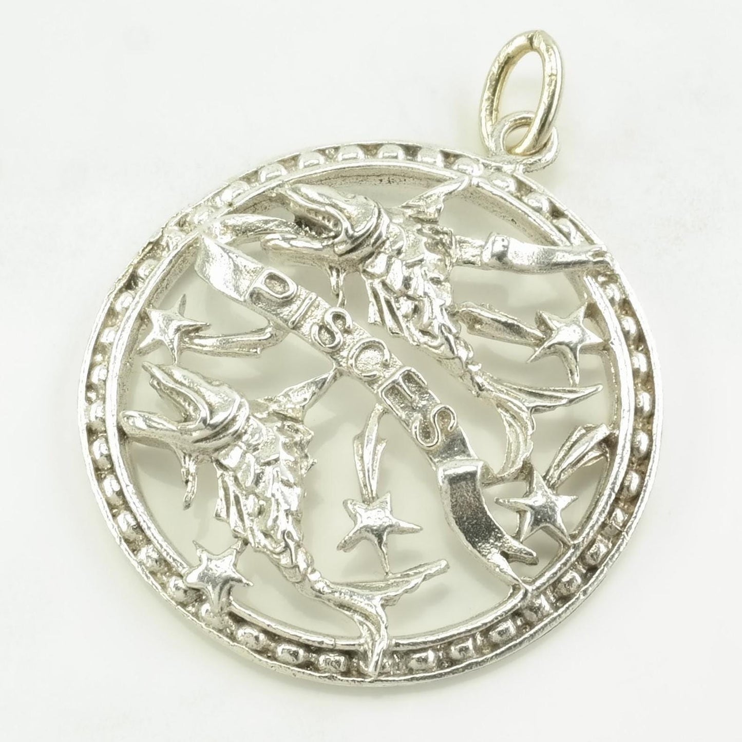 Vintage Antique, Art Nouveau Pisces Fish, Zodiac Sterling Silver Pendant