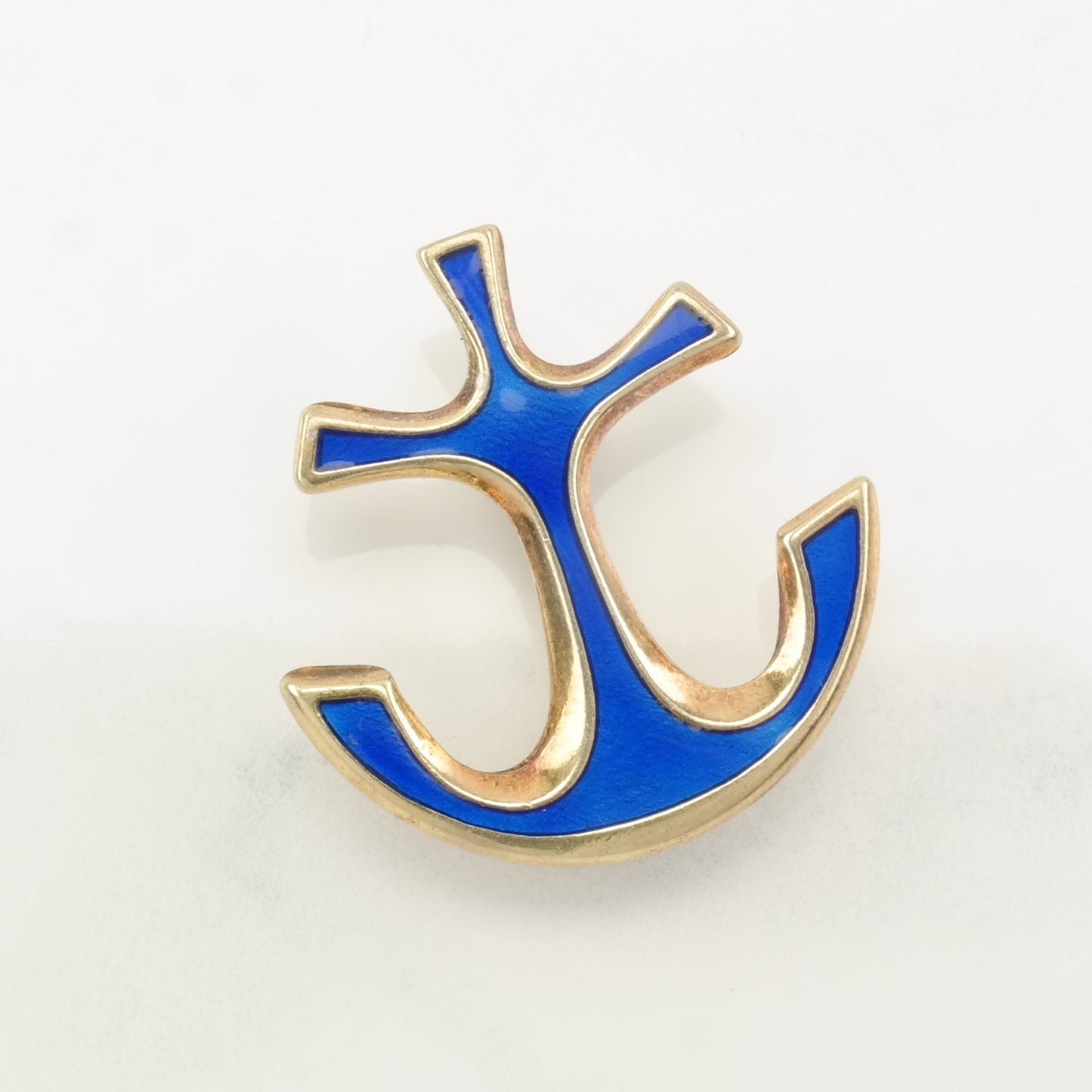 Anchor Brooch Enamel Gold Tone Sterling Silver