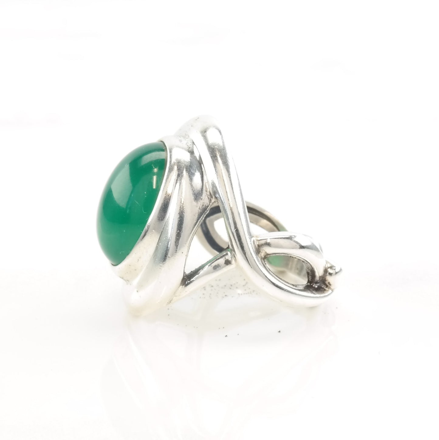 Vintage Carolyn Pollack Modernist Silver Ring Onyx Size 5 1/4