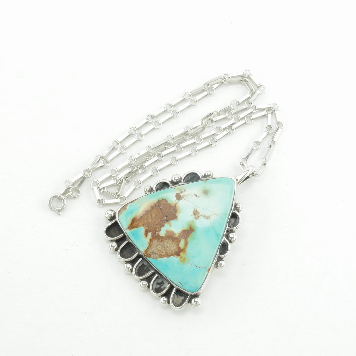 Royston Turquoise Pendant Necklace Southwest Sterling Silver Triangle