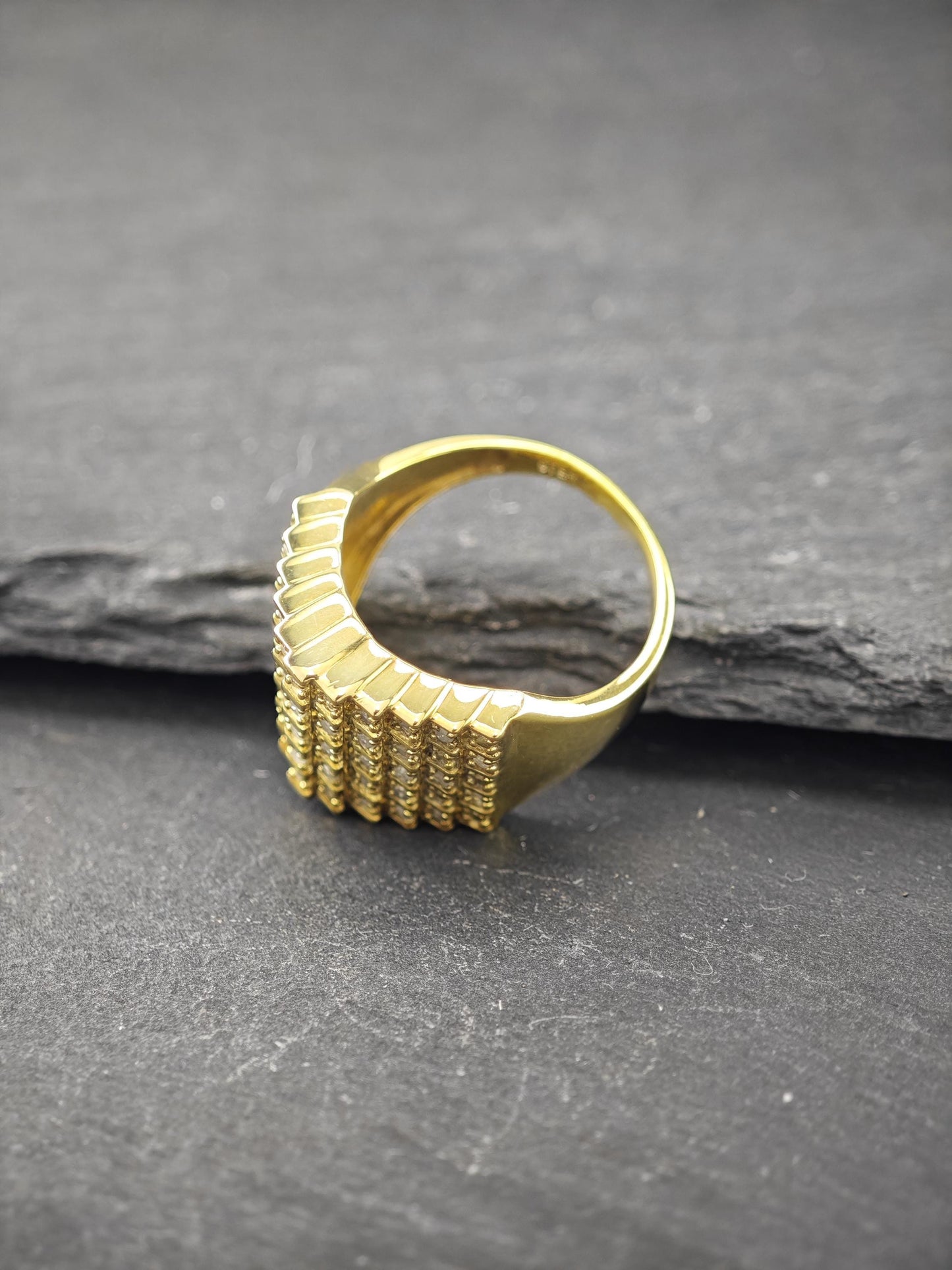 Vintage Gold Diamond Ring Sterling Silver Plated Sz 9