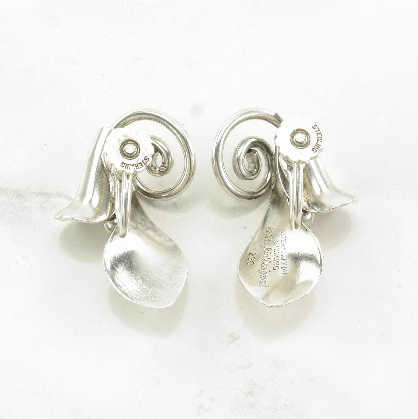 La Paglia Sterling Silver Floral, Leaf 230 Earrings Screw back