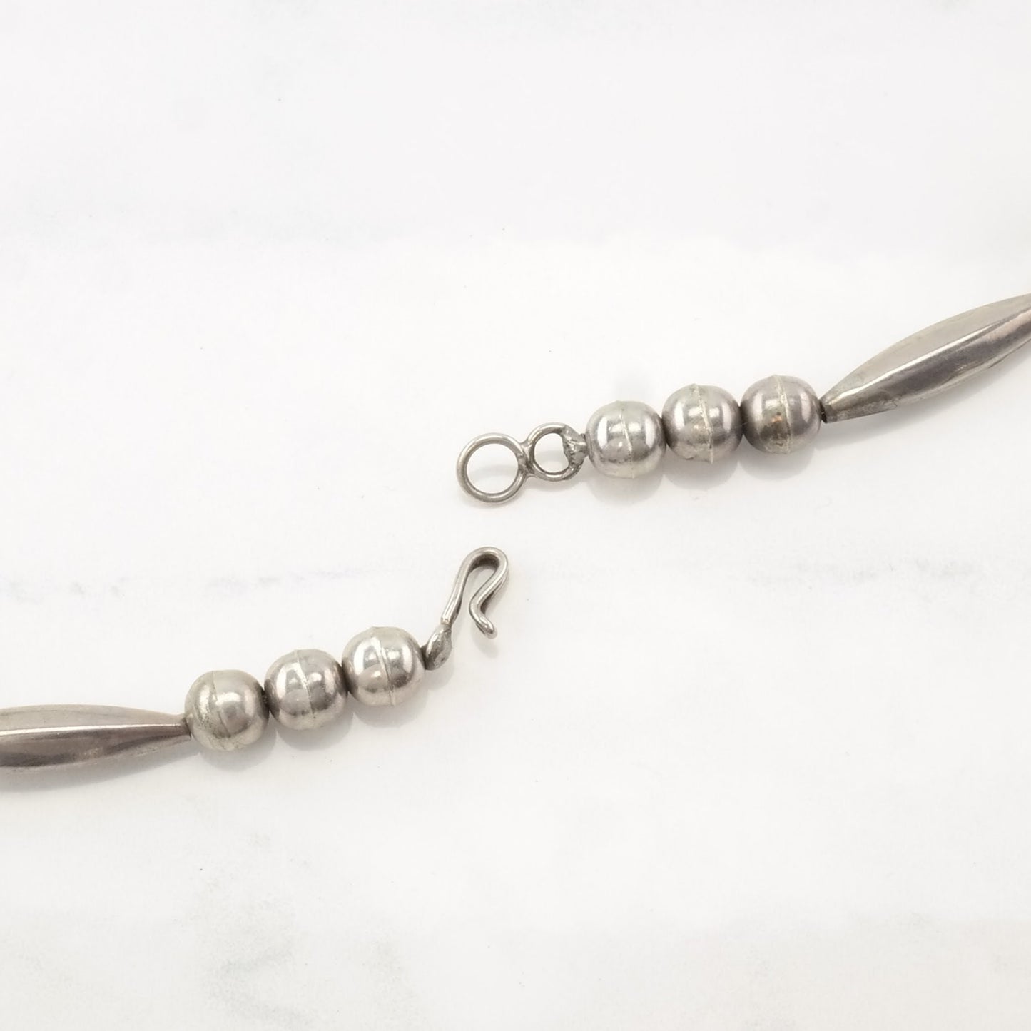 Vintage Native American Sterling Silver Blue Turquoise Brutalist Beaded Necklace