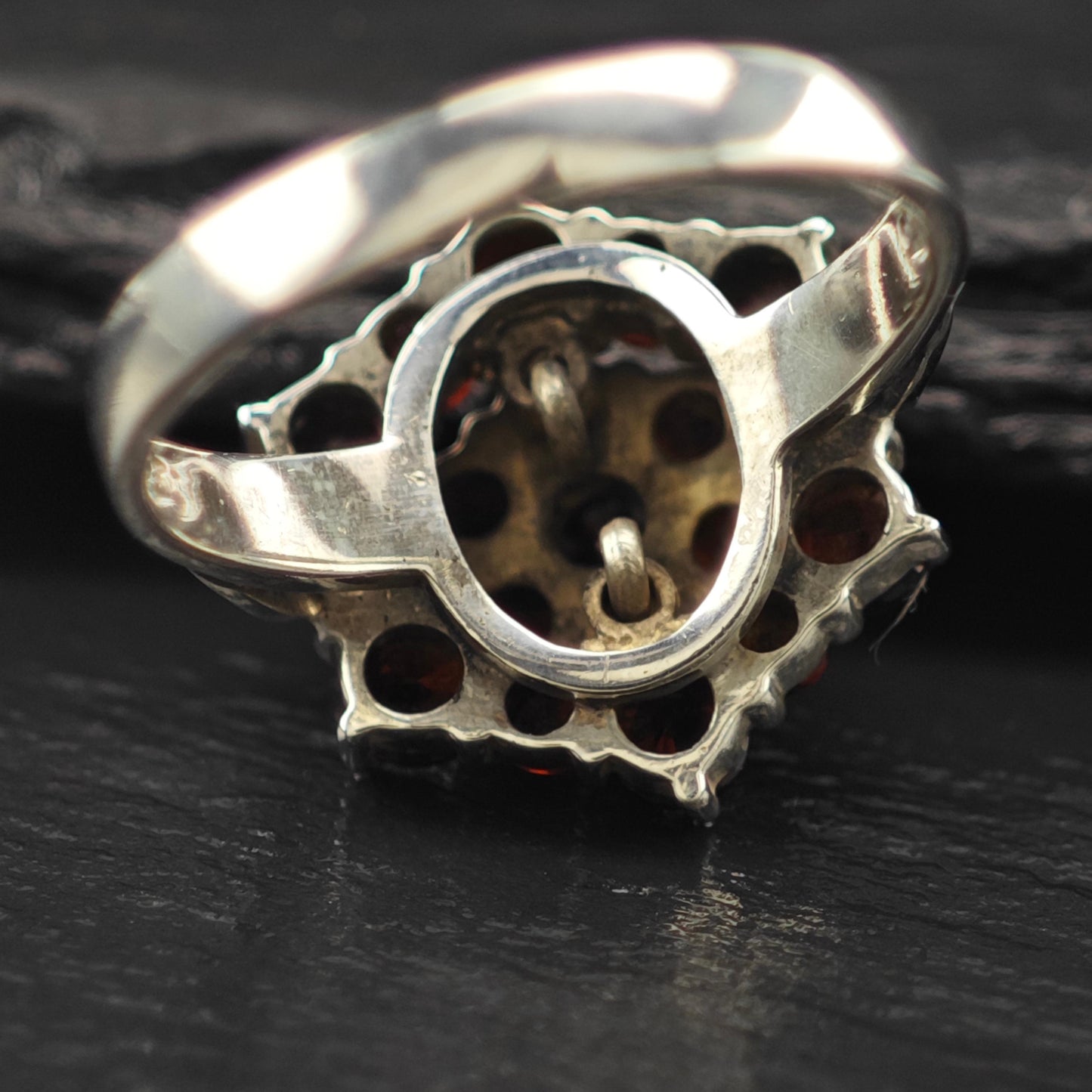 CNA Garnet Floral Ring Sterling Silver