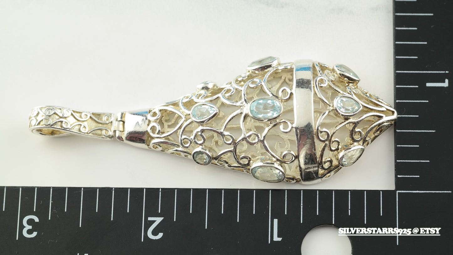 Topaz Filigree Sterling Silver Pendant