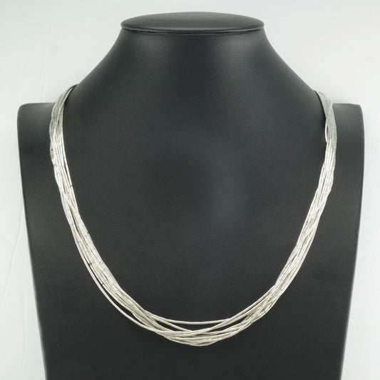 10 Strand Liquid Silver Necklace Vintage Southwest Sterling Silver